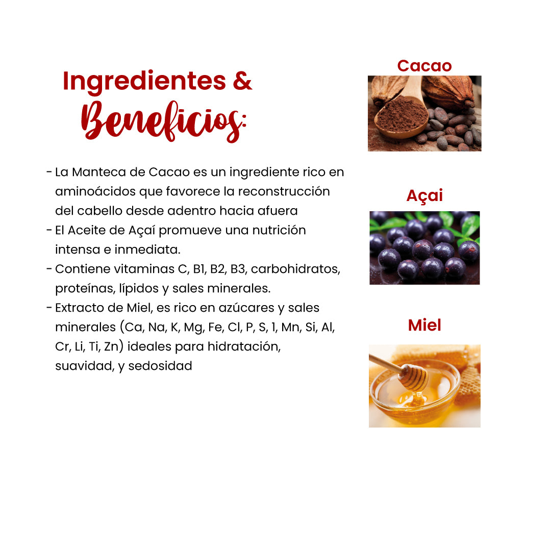 CACAU + AÇAI + MIEL (HIDRATACIÓN INTENSA) SHAMPOO